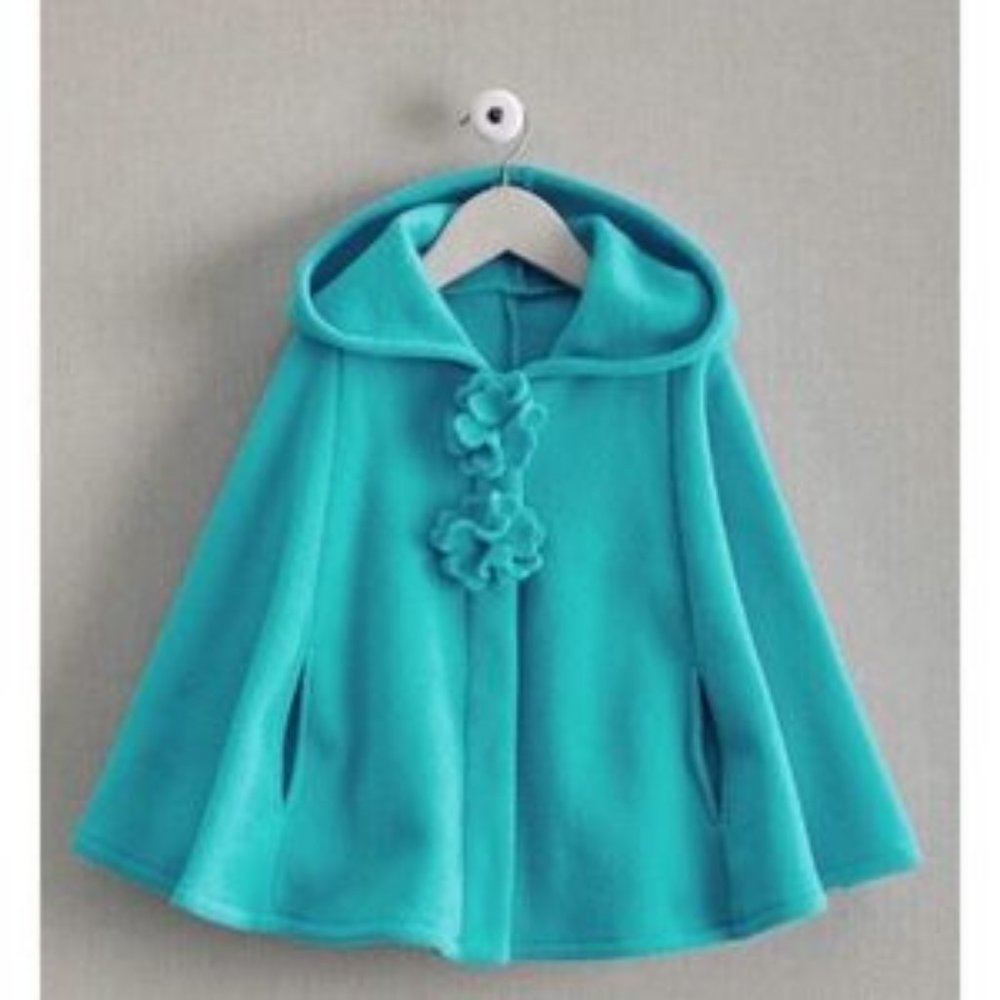Chasing Fireflies Teal Fleece Cape Capelet SO CUTE